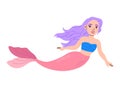 Cute little mermaid, magical funny princess character Royalty Free Stock Photo
